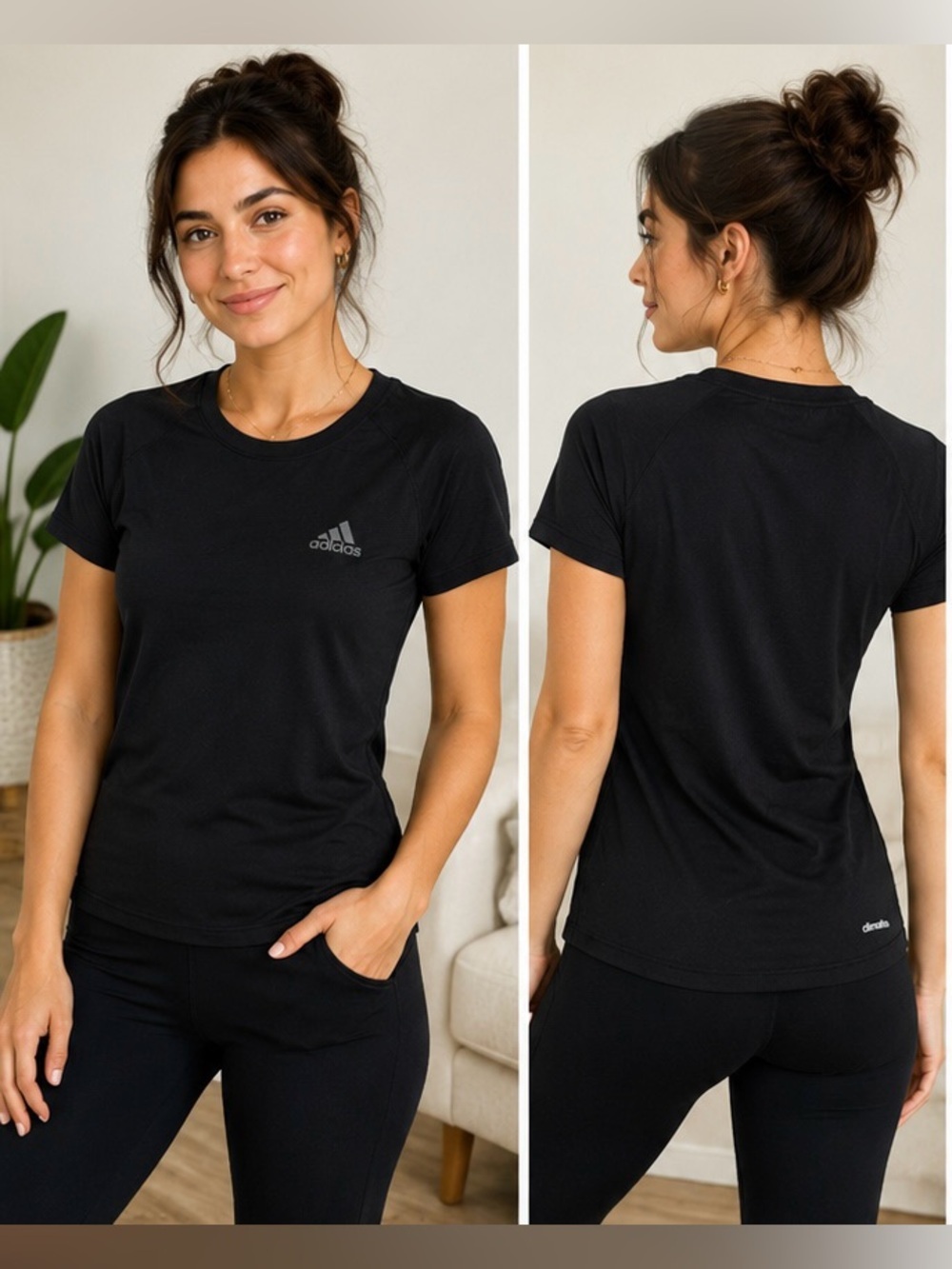 Adidas Climalite Ultimate Tee Women’s Small Black Athletic Workout Running Shirt